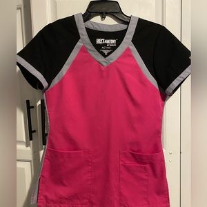 Pink n black scrub top